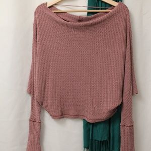 Free People Batwing Cropped Knit Sweater